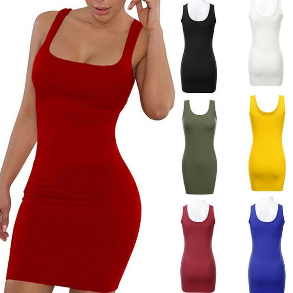 

new brand women dresses sleeveless bodycon short mini sheath dress slim solid color casual fashion trendy 2019, Black;gray