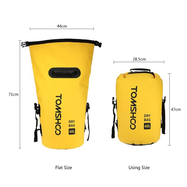 

tomshoo 40l outdoor waterproof dry bag sack storage bag for travelling rafting boating kayaking canoeing camping snowboarding