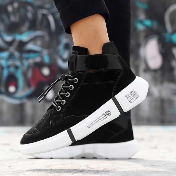 

bvnobet lightweight breathable sneakers casual shoes men leather shoes street high-men loafers chaussure homme luxe marque, Black