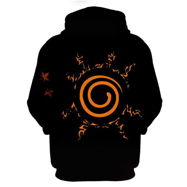

uzumaki naruto hoodie 3d print hooded pullover sweatshirt jacket casual zipper up hoodie coat, Black