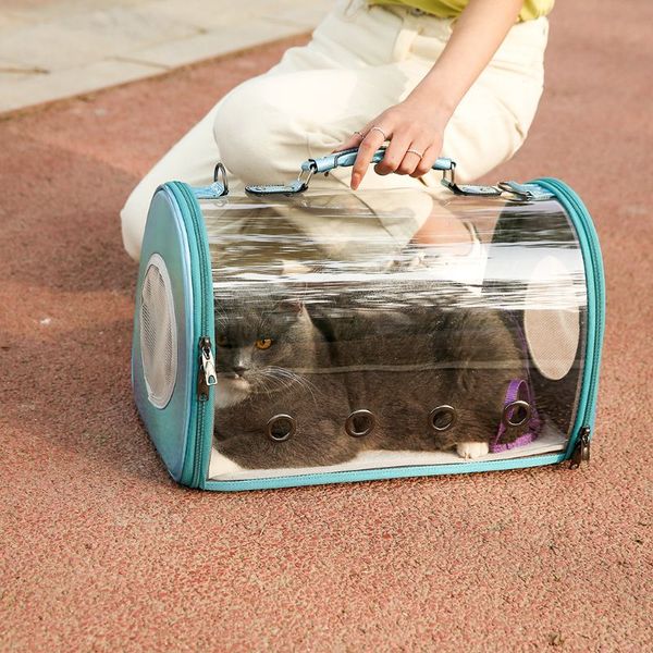 

thinkthendo breathable clear pet carrier handbag shoulder crossbody bag for small dog cat pvc
