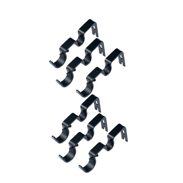 

black 2 набор 6pcs двойной карниз настенный кронштейн держатель для для 1 и 5 / 8inch штанга, прочный, включает в себя монтажные винты