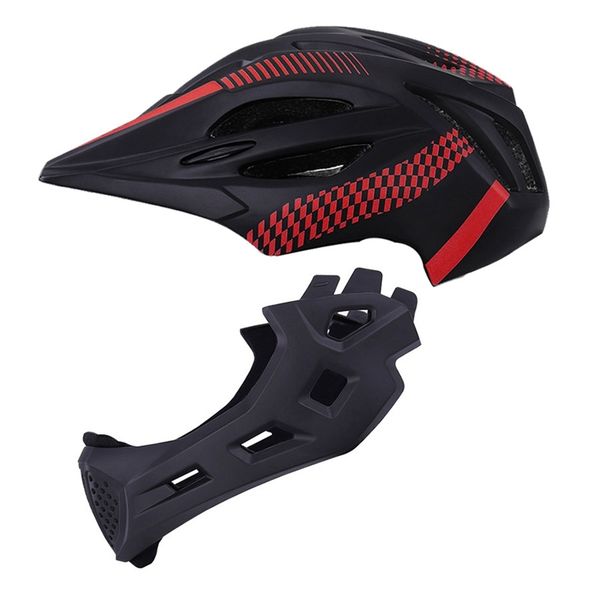 

children bike helmet full face off-road mtb bicycle helmet balance sports kids full covered helmets with/ rear light cycling helmets