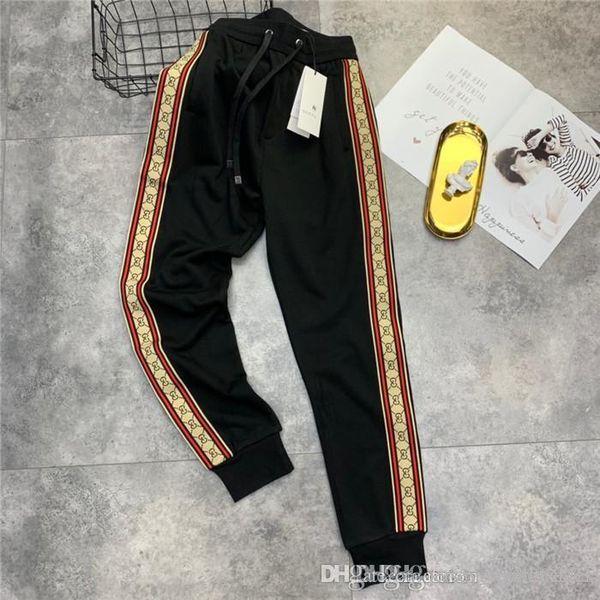 

19ss luxurious brand design sideline full print elastic waist track pants trousers men women fashion sport jogger sweatpants outdoor pants, Brown;gray
