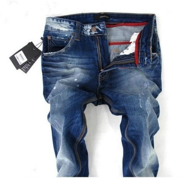 

mens distressed ripped biker jeans casual trousers slim fit motorcycle biker denim dsn16 fashion designer mens new arrival, Blue