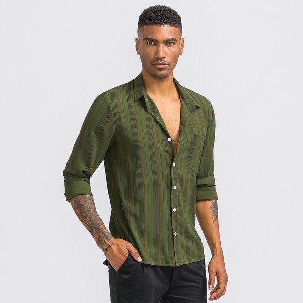 

men's beach hawaiian shirt male casual long-sleeve striped printing large size s-3xl casual shirts camisa masculina blouses, White;black