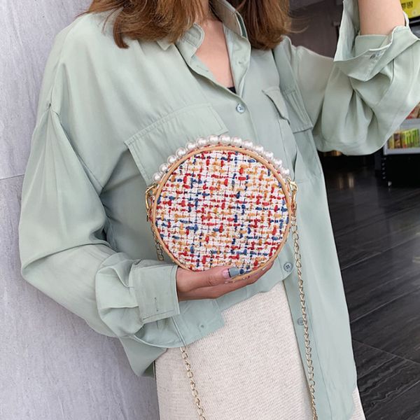 

brand hand-woven pearl bags lady beaded shoulder bag women party vintage handbag ins small print bag mini cross body 2019