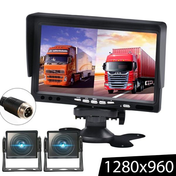 

2020 car monitor tft lcd 7" hd screen digital 1280*960 screen 2 way video input for reverse rear rearview camera backup dvd vcd
