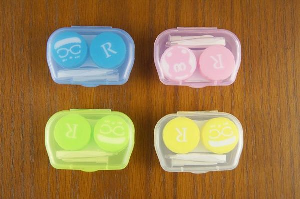 10 Тип Красочного контактных линз Box Держатель конфета цвета замочить Замачивание футляров Eye Care Kit Двойного чехла для объектива с помощью пинцета и рукоятей
