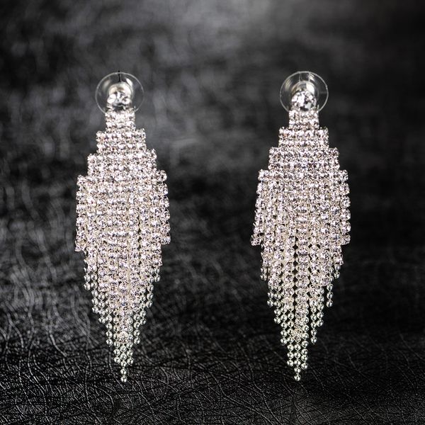 

exaggeration long a tide chain tassels eardrop woman personality fund temperament diamond earrings earring product, Golden