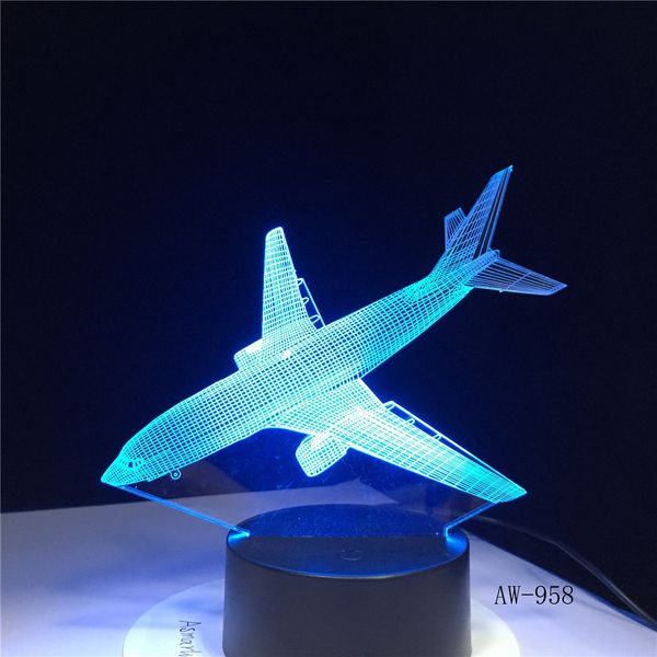 

3d decor 7 color change helicopter modelling table lamp usb aircraft bedside light fixture air plane night light gifts aw-958