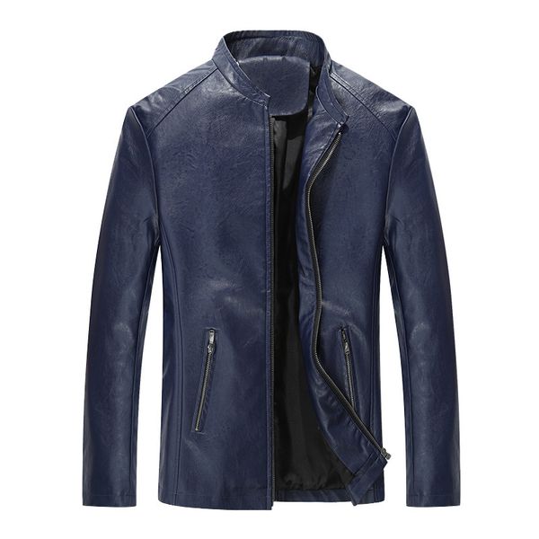 

2018 autumn men casual washing leather coat autumn and winter coat korean-style trend handsome youth pu leather jacket men's, Black