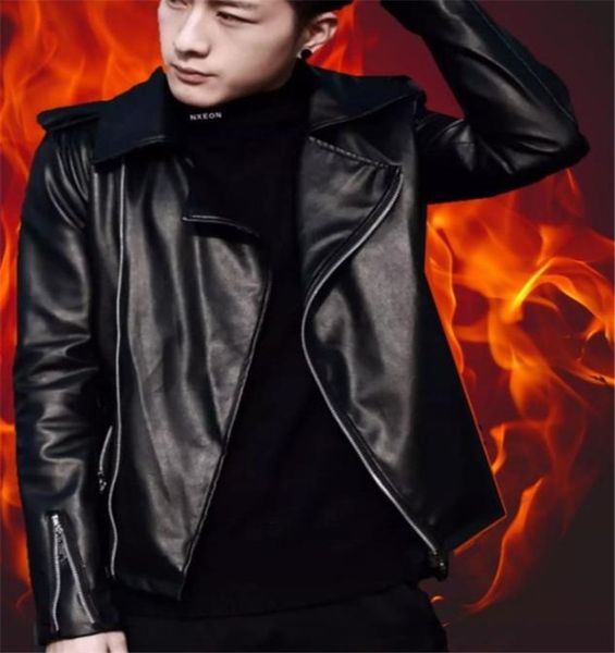 

spring and autumn new japanese and korean version loose men's pu leather jacket coats men's locomotive leather handsome personal, Black