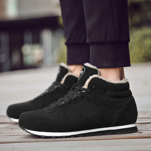 

men winter snow boots fleece lined warm ankle booties non-slip shoes sport sneakers &t8, Black