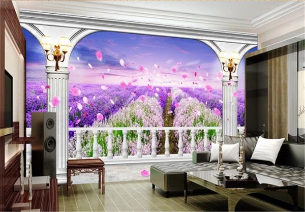 Baixo Preço Para Papel De Parede Flor De Lavanda Mar 3D TV Parede de Fundo 3d Papel De Parede Floral Personalize o seu papel de parede favorito