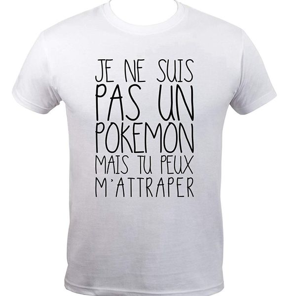 

funny french t shirt " je ne suis pas un pok&eacute ; mon" short sleeve tshirt fashion, White;black