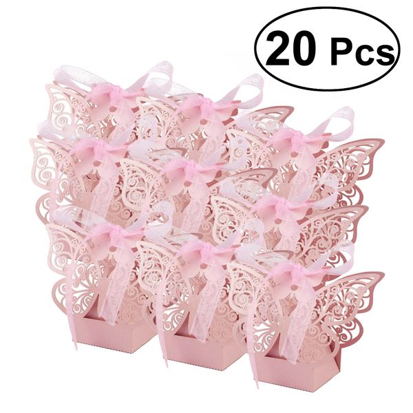 

20pcs laser cut romantic butterfly diy gift candy boxes wedding decoration birthday party favor bridal banquet boxes ribbons