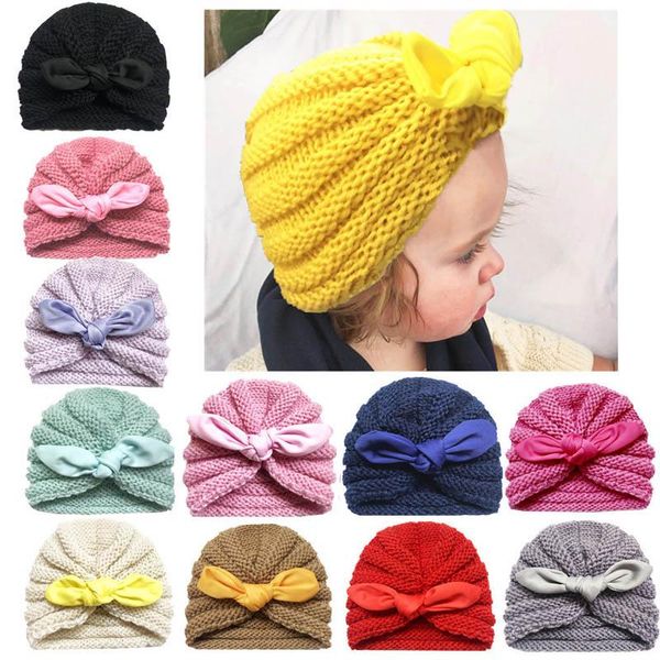 New Cute Autunno Inverno Baby Hat archi Cappellini appena nati Cappelli Infantile Beanie Hat Kids Crochet Knit Hat Baby Girl Cappelli