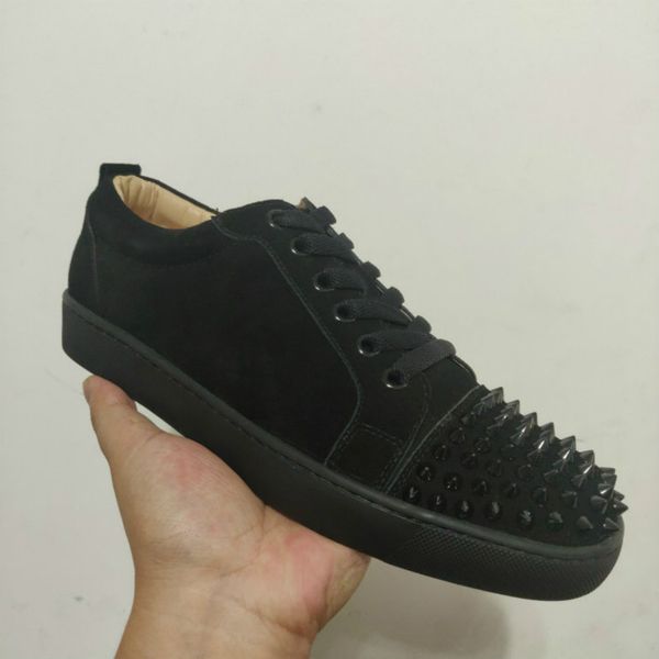 

sneakers red bottom low cut spikes flats shoes for men women leather sneakers casual shoes with dust bag arthur, Black