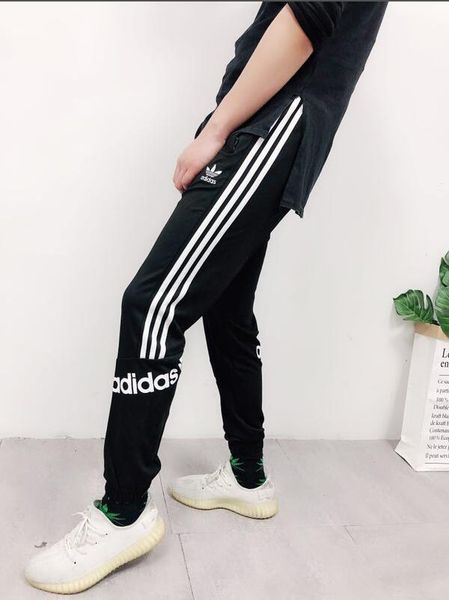 

2019 new aididas spring and autumn streetwear fog pants side color matching trousers men's designer mens joggers embroidery p, Black