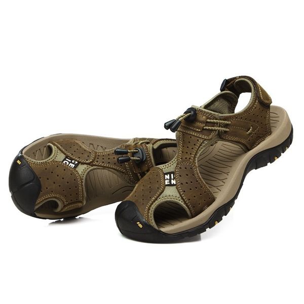 

trainers outdoor sandals masculino genuine leather lace-up breathable new sneakers sandals shoes for men trainers male shoe, Black