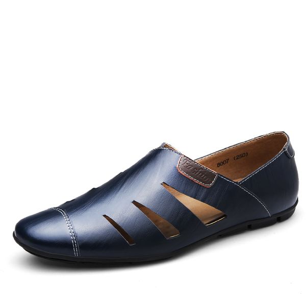 Vendita calda-Sandali di lusso in pelle spaccata di mucca Pantofole estive Scarpe da giardino Uomo New Nice Sandalias Hombre