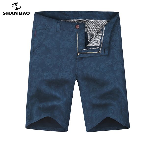 

shanbao 2019 summer new fashion flower print men's business casual fashion straight large size cotton shorts 5061, White;black