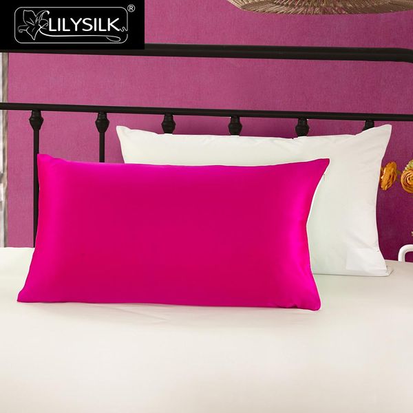 

lilysilk silk pillowcase with cotton hidden zipper 100% pure mulberry underside terse hair clearance sale fuchsia pillow case