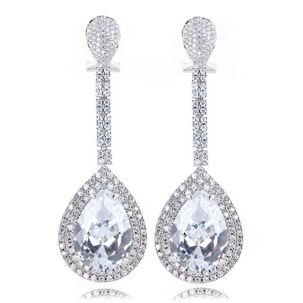 

fashion-long teardrop earring setting big big green clear and black water drop stones large earrings for party, Silver