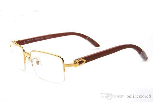 

8 color semi rimless plain mirror glasses wood bamboo buffalo horn sunglasses for men lunettes gafas with original box, White;black