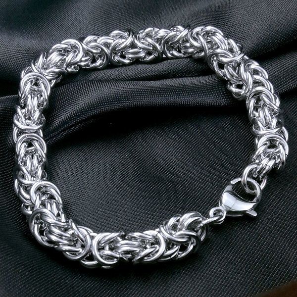 

316l stainless steel silver tone mens chain 8mm band width bracelet281, Black
