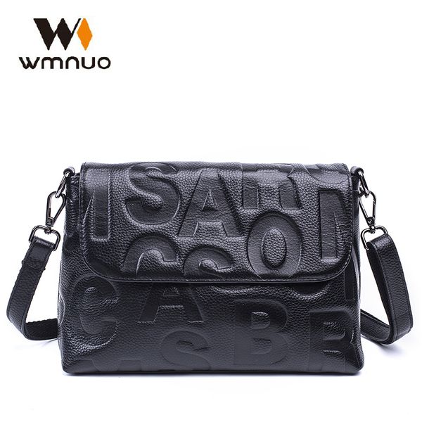 

wmnuo мешок тавро женщин неподдельной кожи женщины сумка плечо мягкой коровья личность письмо тиснение дама вечер crossbody сумка