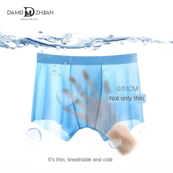 

2020 ice silk traceless men's boxer fashionable men's boxer underpants and underwear underwear pure cotton inner pants tip, Black;white