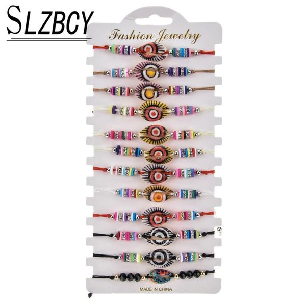 

charm bracelets 12pcs multi shell evil eye braided for women boho adjustable rope crystal wristband yoga anklet unique jewelry, Golden;silver