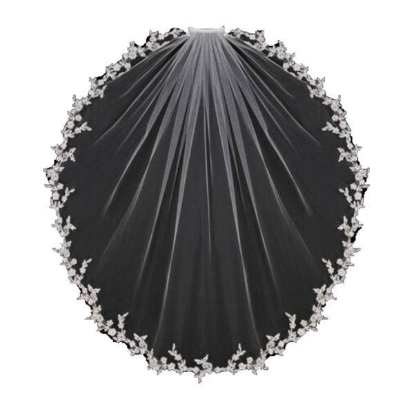 

short elbow length wedding veils headband accessories appliques lace with comb bridal for girls bride headpiece, Black