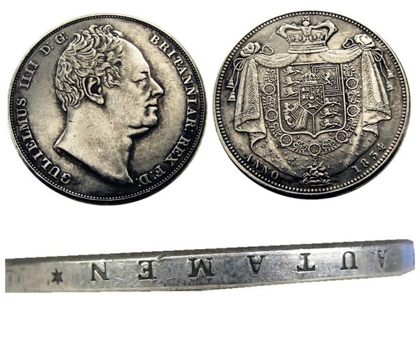 Grã-Bretanha William IV prova coroa 1834 cópia moeda acessórios de decoração para casa
