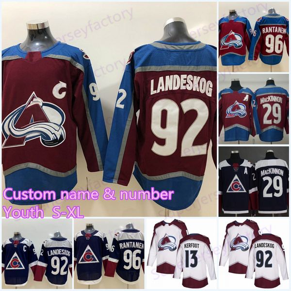 

Youth 92 Gabriel Landeskog Colorado Avalanche Jersey 29 Nathan MacKinnon 96 Mikko Rantanen 33 Patrick Roy Matt Duchene Sakic Hockey jerseys