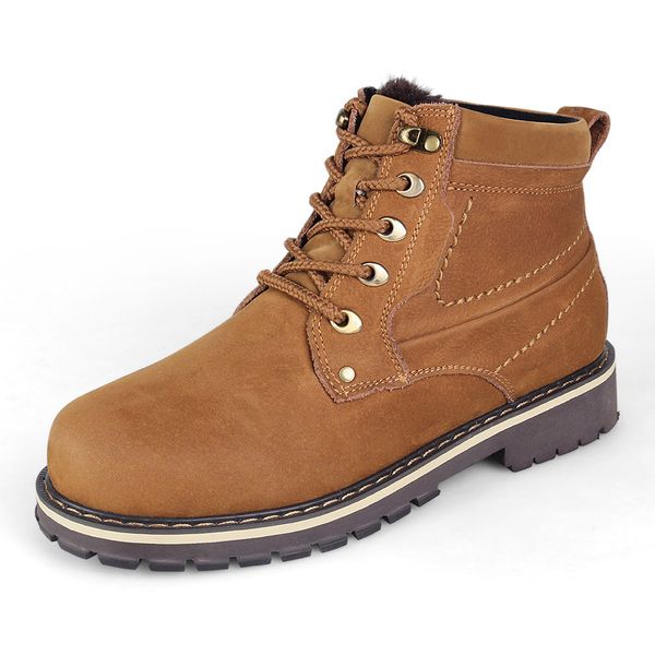 

winter men high thick warm genuine leather boots 2019 new arrival fashion safety work boots plus size shoes 48 49 50, Black