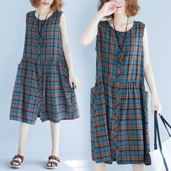 

2020 new brand summer maternity dress woman plaid sleeveless large size dresses pregnant woman clothing md-02204, White