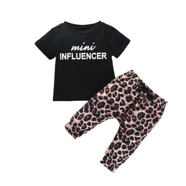 

sagace toddler girl clothes fashion letter t-shirt +leopard print long pants outfits sets kids girl casual clothing, White