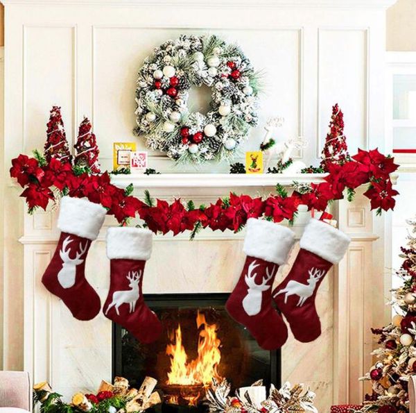 

wholesale christmas ornaments gift bag christmas stockings christmas decorations for kids candy bag stocking new year prop xmas socks by1401, Black