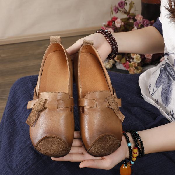 

spring / summer 2020 new flat shoes women's genuine leather flats women shoes loafers handmade single footwear, Black