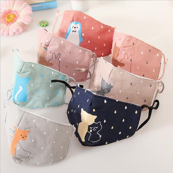 

3-12 лет мультфильм животных дети хлопок маска анти-загрязнение милые дети рот маска велоспорт носить ветрозащитный антипылевые маски для ли