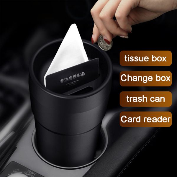 

car four-in-one multi-function storage bucket tissue box card holder tube accessories portable autos visor accesorios automovil