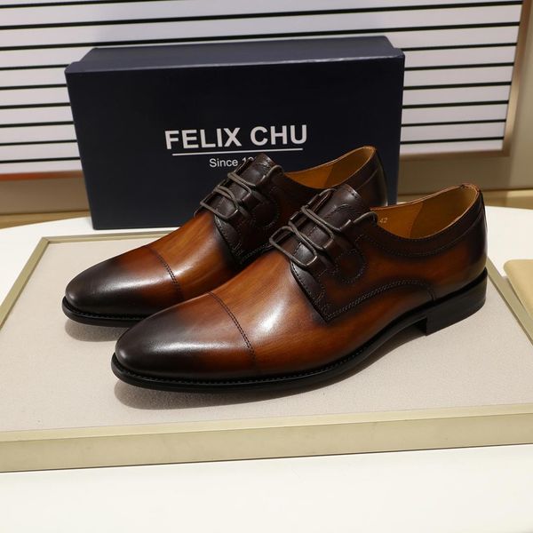 

european style genuine leather men derby shoes elegant lace up business office dress shoes male brown black size 39-46