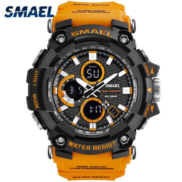 

new smael christmas men's dual-time sport watch 50m watch military watch watches man's resisting shock sport watches present, Slivery;brown