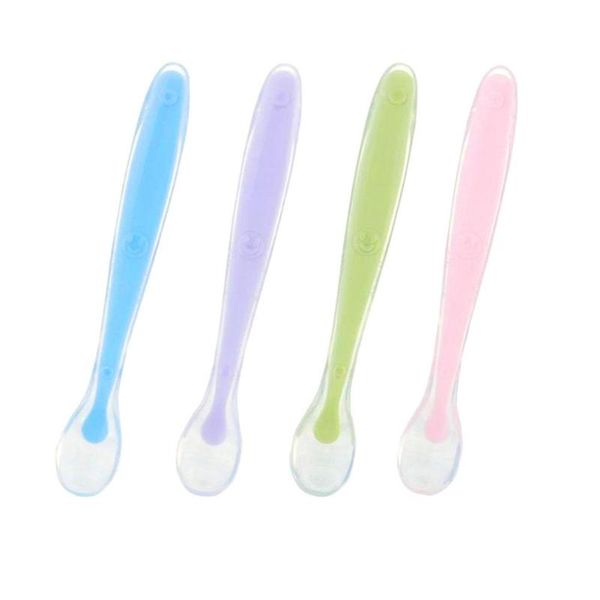 

non-toxic safety feeding spoon silicone texture safety and non-poisonous children flatware utensil baby care products