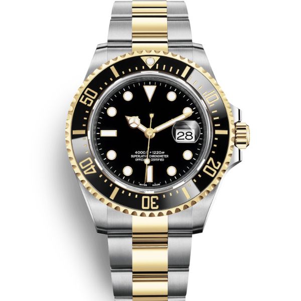 

glide lock clasp sea-dweller 44mm waterproof mens watch automatic movement mechanical men ceramic wacthes wristwatches, Slivery;brown