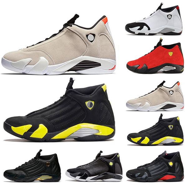 

new 14 14s men basketball shoes candy cane black toe fusion varsity red suede last sthunder black yellow dmp sneakers