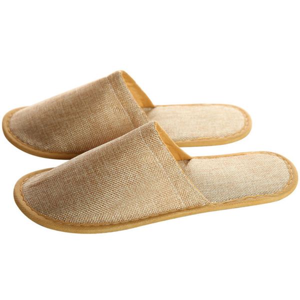 

l l one-time home slippers bedclothes thick linen cotton non-slip slippers men's indoor guest shoes men sh190726, Black